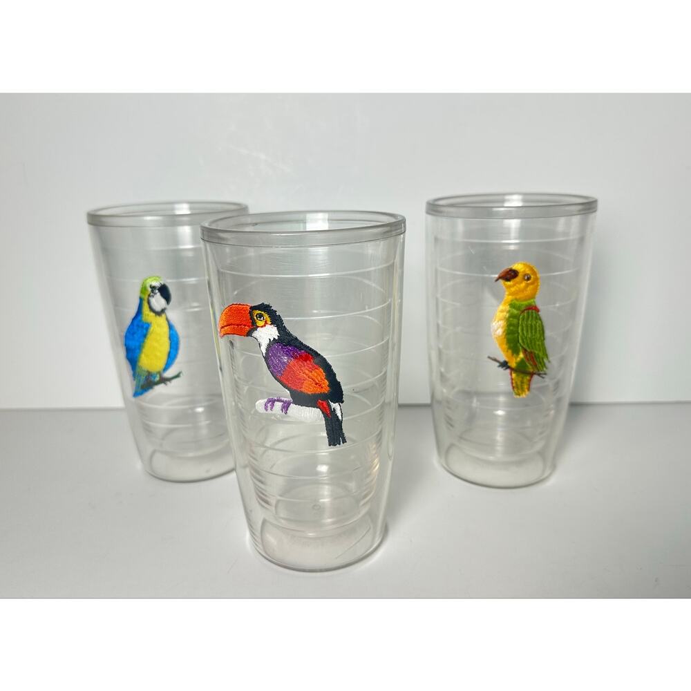 TERVIS Tumblers Double Wall Tropical Birds Toucan, Conure & Parrot Set Of 3